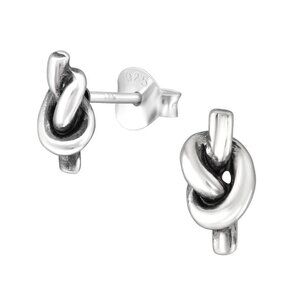 Sterling Silver Simple Stud Knot Earrings